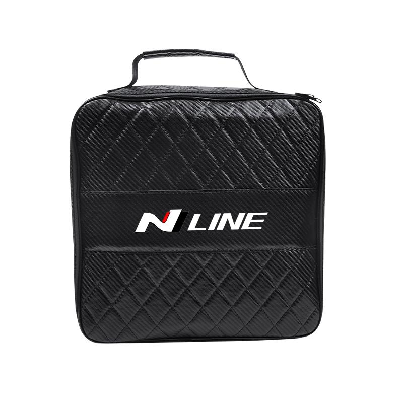 Car Storage Bag Leather Organizer For Hyundai N Line Genesis I30 Creta Matrix Bayon Veloster Tucson Accent Kona Elantra Getz GDI v1