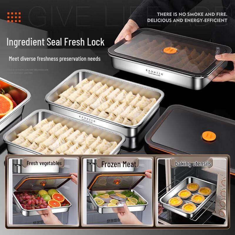 

Flevance Stainless Steel Sealed Dumpling Storage Box