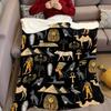 Egyptian Motif Print Flannel Blanket Warm Soft Halloween Christmas Couch Warm Cozy Decorative Decor Gift for All Season