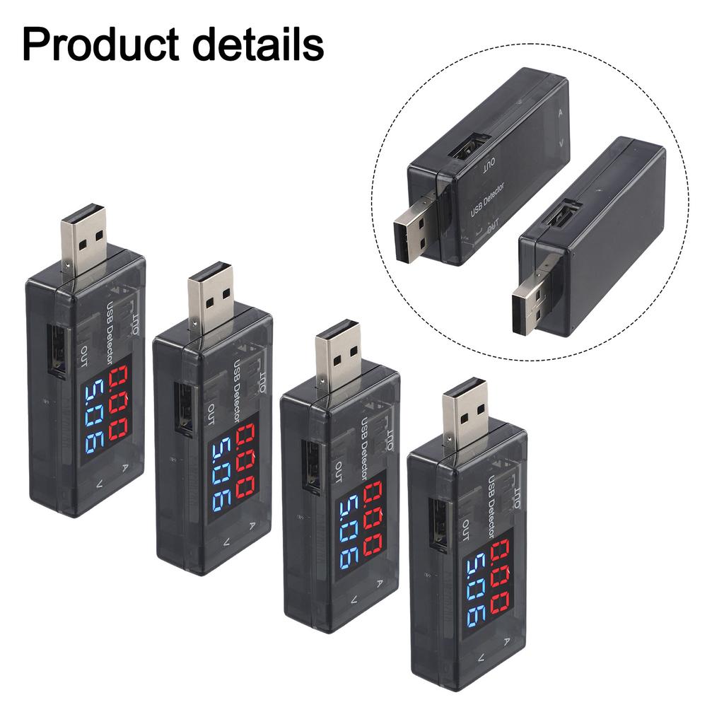 USB Current Voltage Meter 4 Pack with LCD Display for Real Time Monitoring of Voltage and Current for Chargers and Power Banks