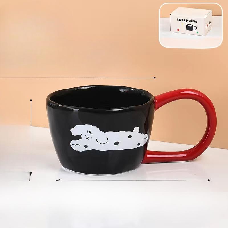 

Кружка-щипок ручной работы с большими ушами, мультяшная кружка из керамики с щенком, креативная кофейная чашка, подарочная чашка для пары в цветной коробке 340ml