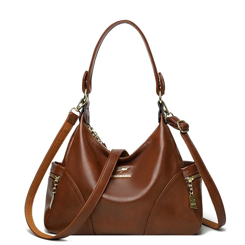 

Роскошные кожаные сумки для женщин, вместительные, высококачественные, повседневные сумки, мягкие женские сумки через плечо, новые