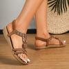 35-45 Women’s Bohemian Flat Beaded Rhinestone Beach Sandals BOHO Slides