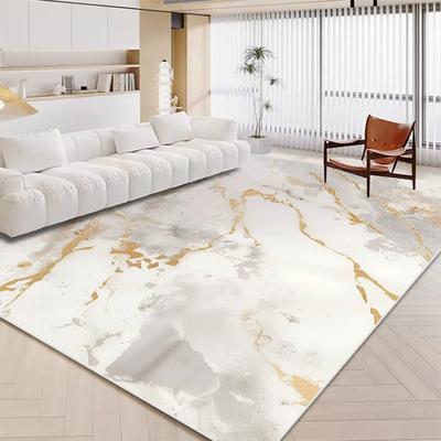 Alfombra de Mármol Blanco de Lujo para Sala de Estar Decoración Nórdica Dorada Hogar Tapis Alfombras Antideslizantes Lavables para Dormitorio Ins Alfombra de Piso