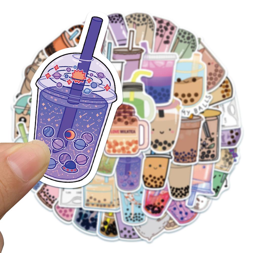 50 100Pcs Cartoon Ins Cute Drink Pearl Milk Tea Kawaii Graffiti Stickers Kid Aesthetic Scrapbook Phone Laptop Luggage Sticker