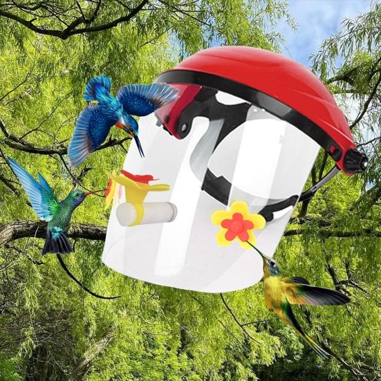Hummingbird Feeder Hat Wearable Bird Feeder Hummingbird Face Cushion Feeder Wild Bird Feeder Helmet for Garden Patio Yard