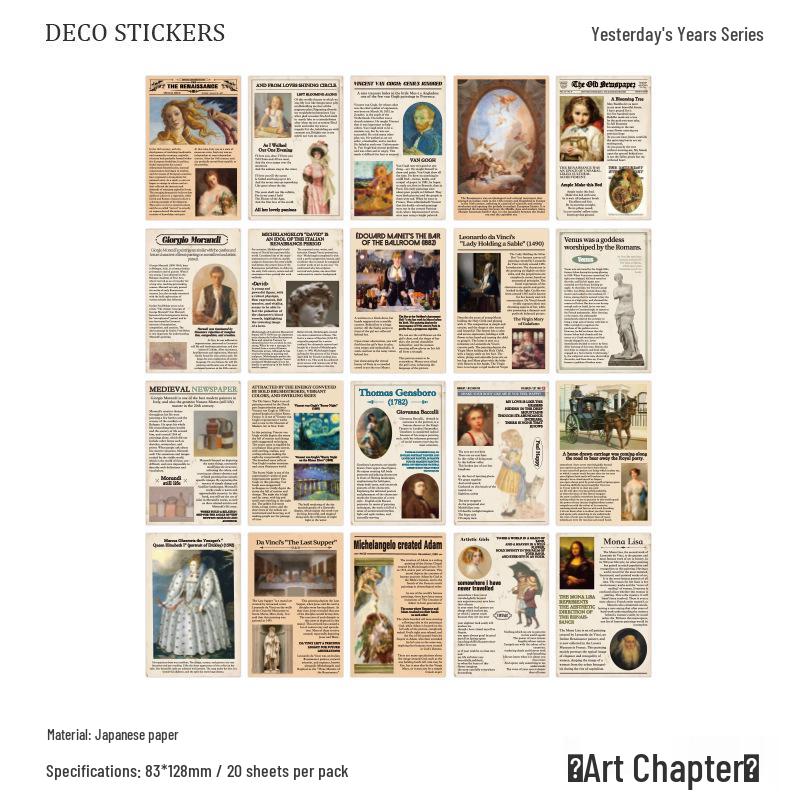 Zaomo Sticker Pack: Retro Journal Collage Series - 20 Decorative Sheets in 4 Styles