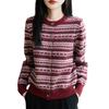 2025 Women's Retro Fair Isle Jacquard Knit Wool Cardigan with Round Neck - New Christmas Design