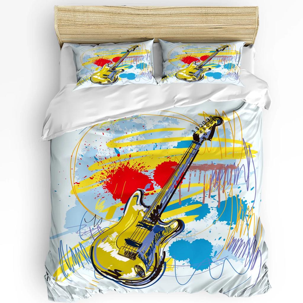 Rock Music Guitar Duvet Cover Bed Bedding Set For Double Home Textile Quilt Cover Pillowcases Bedroom Bedding Set (No Sheet)