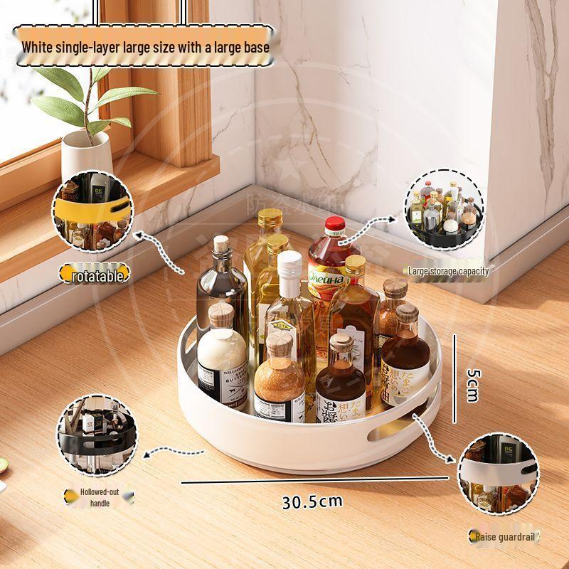 Multi-Layer Rotating Kitchen Seasoning Rack for Countertop Bottle and Jar Storage