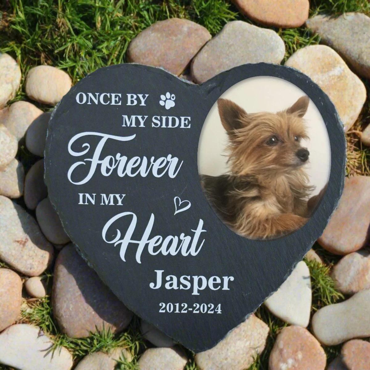 Personalized Pet Memorial Stone with Photo Dog Cat Grave Marker Plaque - Loss of Pet Gift - Customizable Pet Tombstone (as the picture,Small Size-4inch)