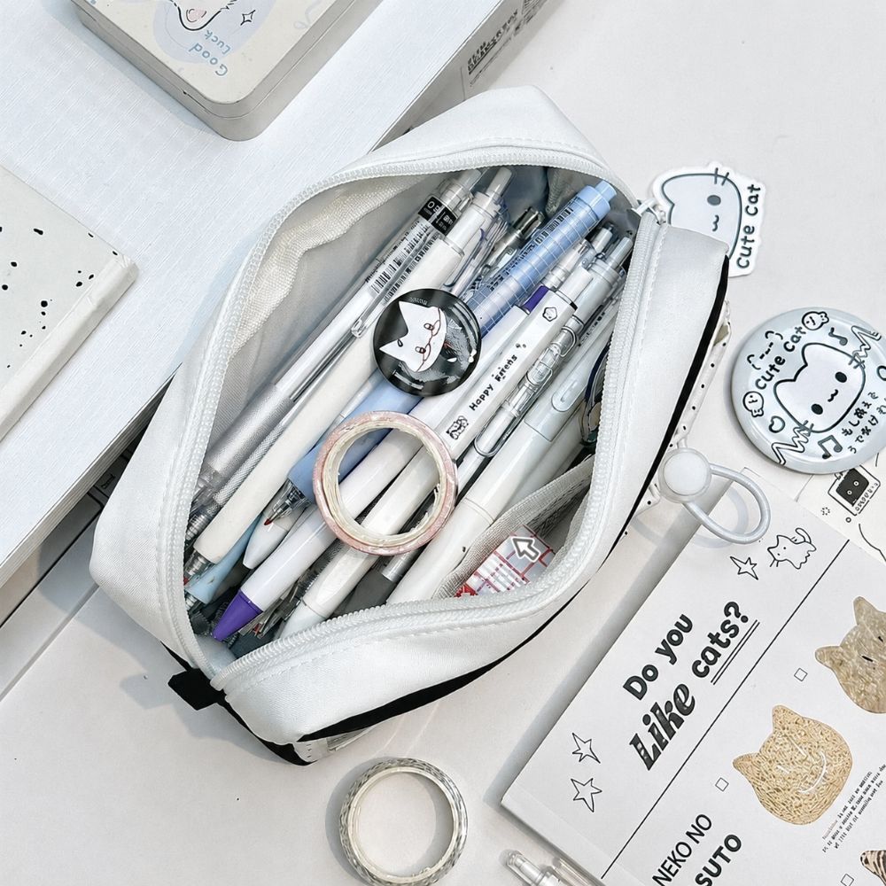 Black White Pen Bag Polka Dot Pencil Pouch Korean Pen Storage Organizer Gift