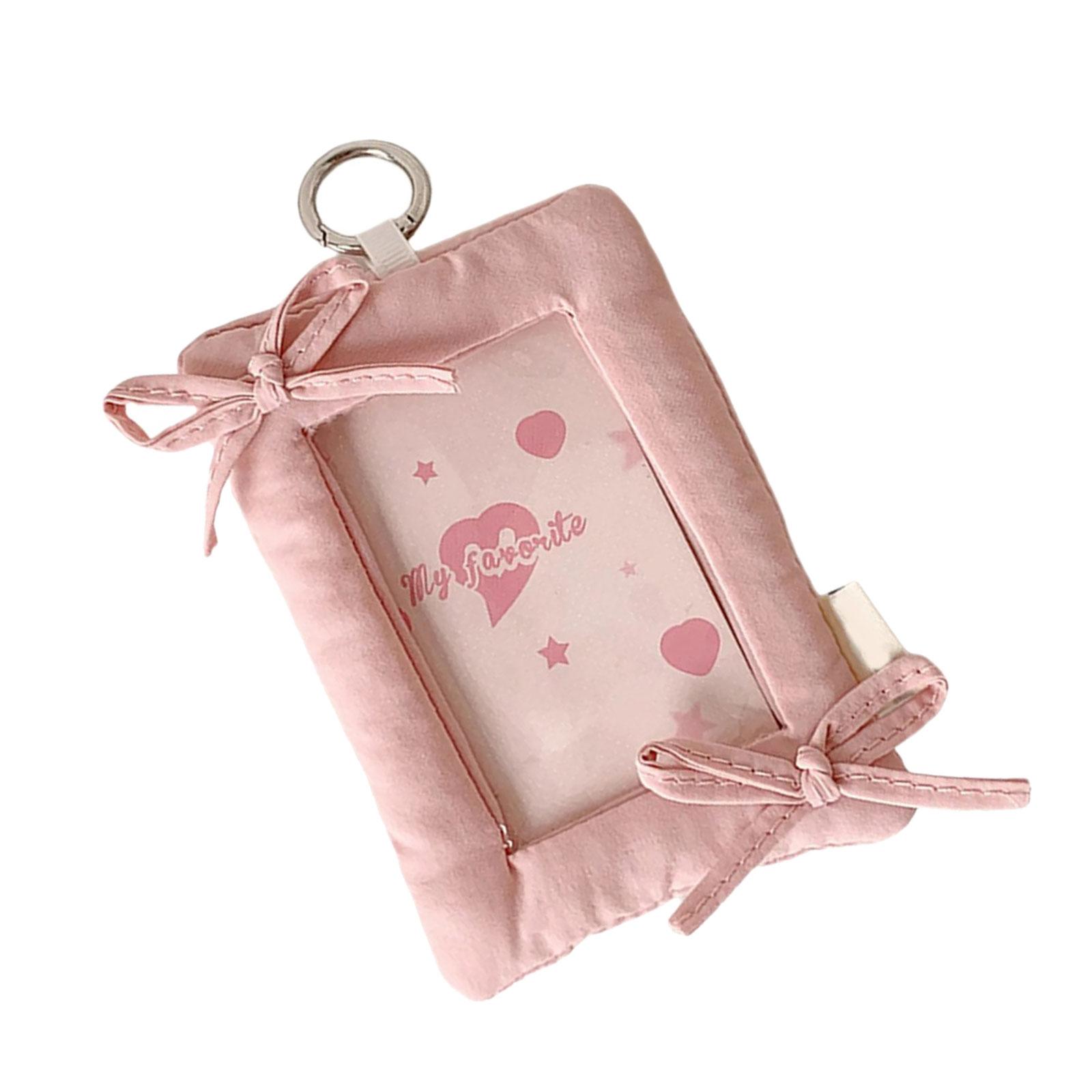 

Cartoon Photocard Holder Kpop Photo Card Holder with Keychain ID Card Holder Pendant Keychain Student Card Sleeves розовый