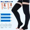 Plus Size Graduated Compression Thigh-High Socks for Swelling Relief - Universal Fit, All Seasons Elastic Compression Socks