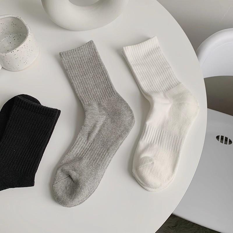 Women's Mid-Calf Pure Cotton Sports Socks: Antibacterial, Anti-Odor, Non-Slip, High-Elastic Waist-Shaping, Versatile Comfort.