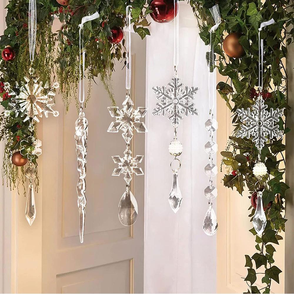 

New 10pcs 5D Resin Snowflakes Diamond Painting Ornaments for Xmas Decor