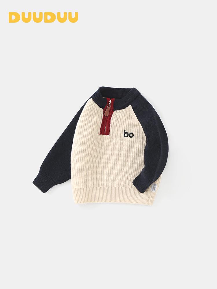 DUUDUU Kid's Korean Style Knit Sweater - 2025 Autumn/Winter Warm Top for Toddlers and Boys