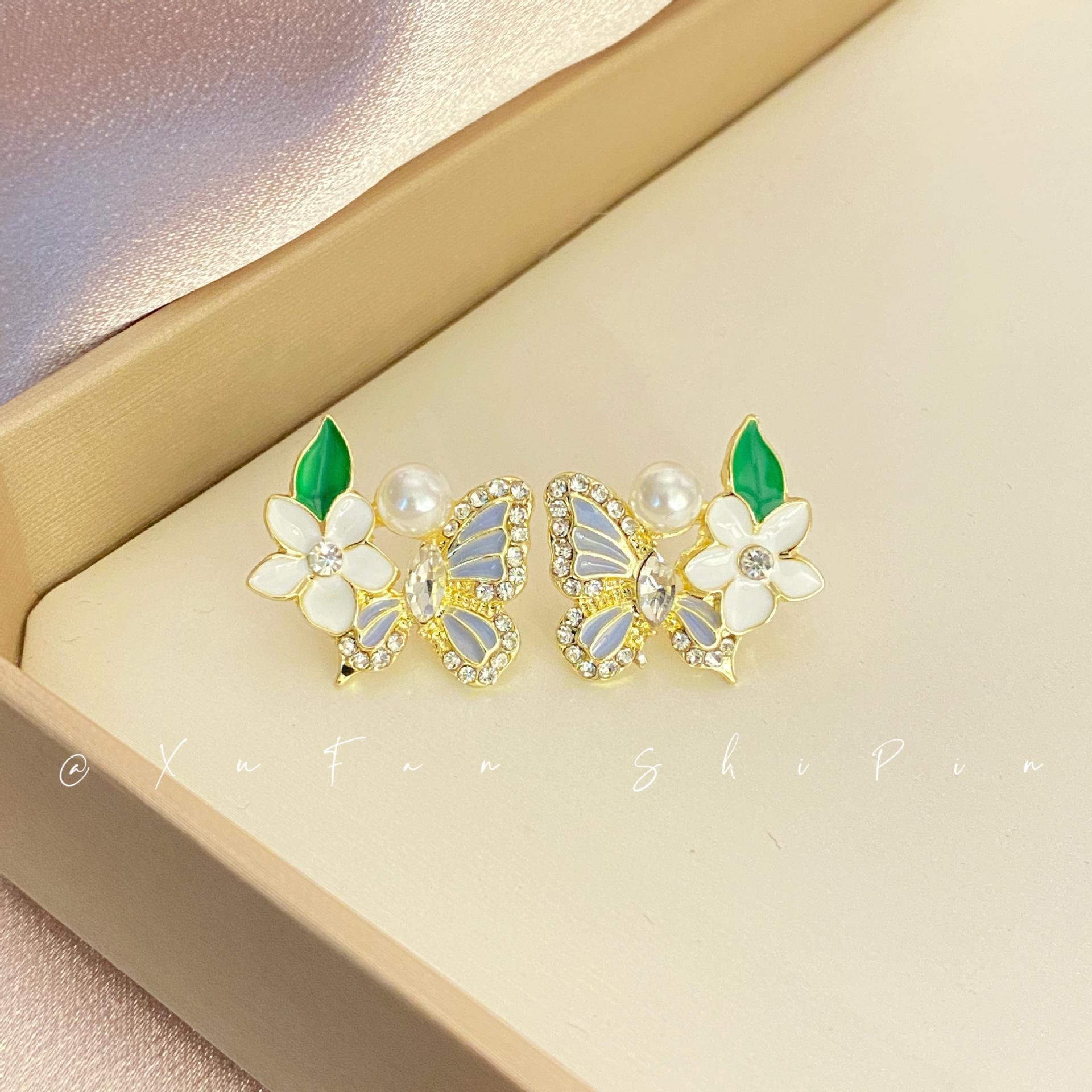 

Новый модный дизайн бабочка цветок темперамент уникальные серьги женские