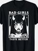 Mens Vintage Bad Girls Taste Better Graphic TShirt Edgy Gothic Tee with Punk Rock Design Breathable Streetwear Shirt