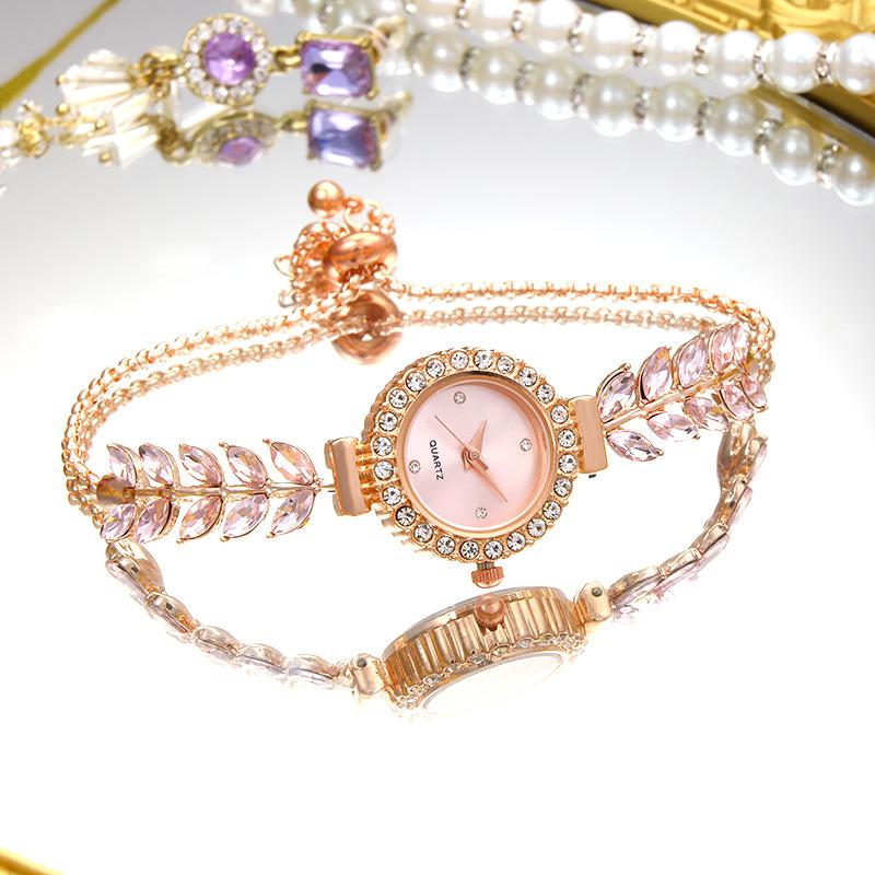 

Роскошные маленькие зеленые часы, женские кварцевые часы, круглые часы-браслет с бриллиантами, цветные модные ретро часы, часы с ювелирными изделиями розовый