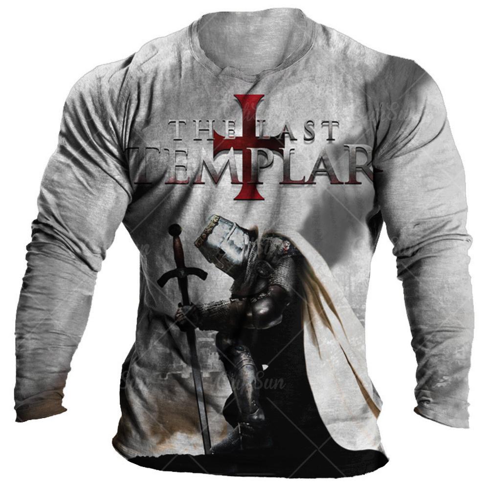 Japanisches Samurai-T-Shirt aus Baumwolle mit 3D-Aufdruck im japanischen Stil, langärmelige Oberteile, lässiges Herren-T-Shirt, übergroße Vintage-Herrenbekleidung