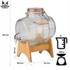 8 L Glass Barrel In a Box with a Tap, Handle and Mechanical Closure On a Wooden Stand