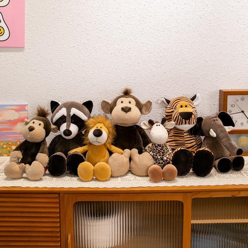 Jungle Animal Plush Toys: Elephant, Monkey, Tiger, Lion, Giraffe