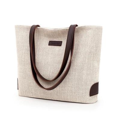 Neformální plátěná taška Dámská kabelka přes rameno Velkokapacitní Móda Nákupní Kabelka na zip v horní ruce