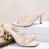 Designer Luxury 2026 Summer Clip Toe Woman's Slippers Fashion High Heel Dress Shoes Outdoor Gladiator Sandalias Woman Flip Flops