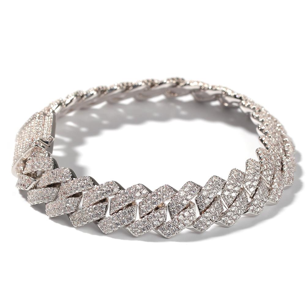 13mm Pink CZ Cuban Link Chain Bracelet for Women Hip Hop Rapper Iced Out Bling Necklace RTS Jewelry Gift