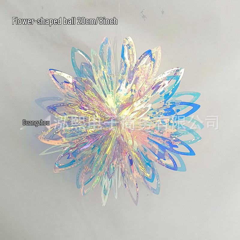 Seven-Color Gradient Flower Ball: Neon Film Snowflake Decoration for Parties & Events