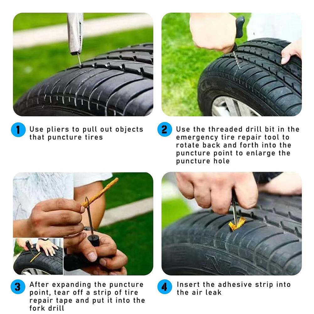 Car Tire Repair Tool Tyre Puncture Studding Plug Set Motorcycle Truck Vacuum Tire Repair Tool with Rubber Strips