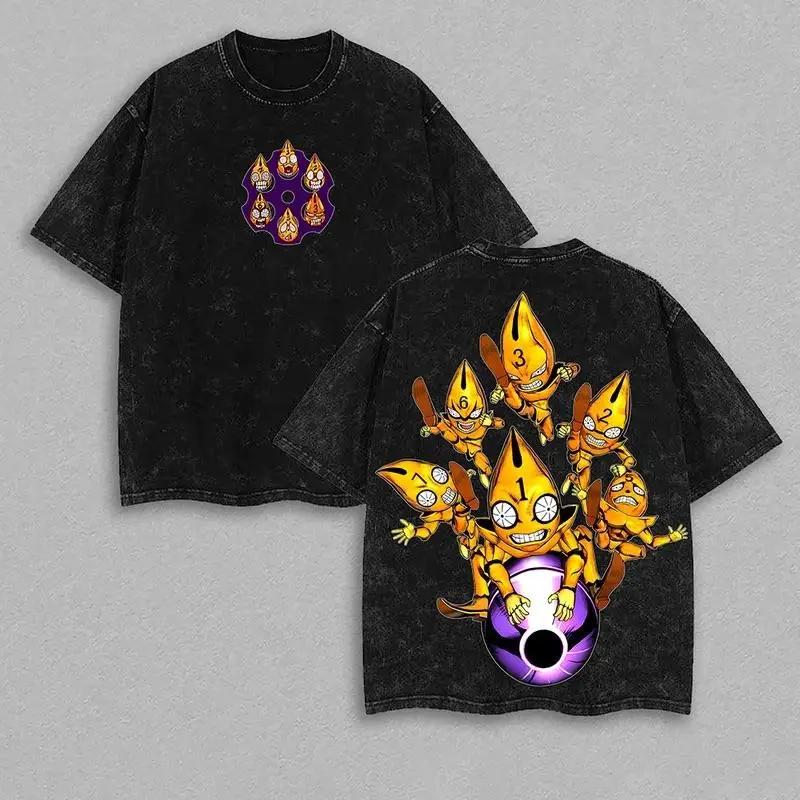 

Футболка с принтом Гвидо Мисты Аниме JoJo s Bizarre Adventure Одежда Мужчины Женщины Хлопковые футболки Ретро Выстиранная футболка Харадзюку Топы XXL чёрный