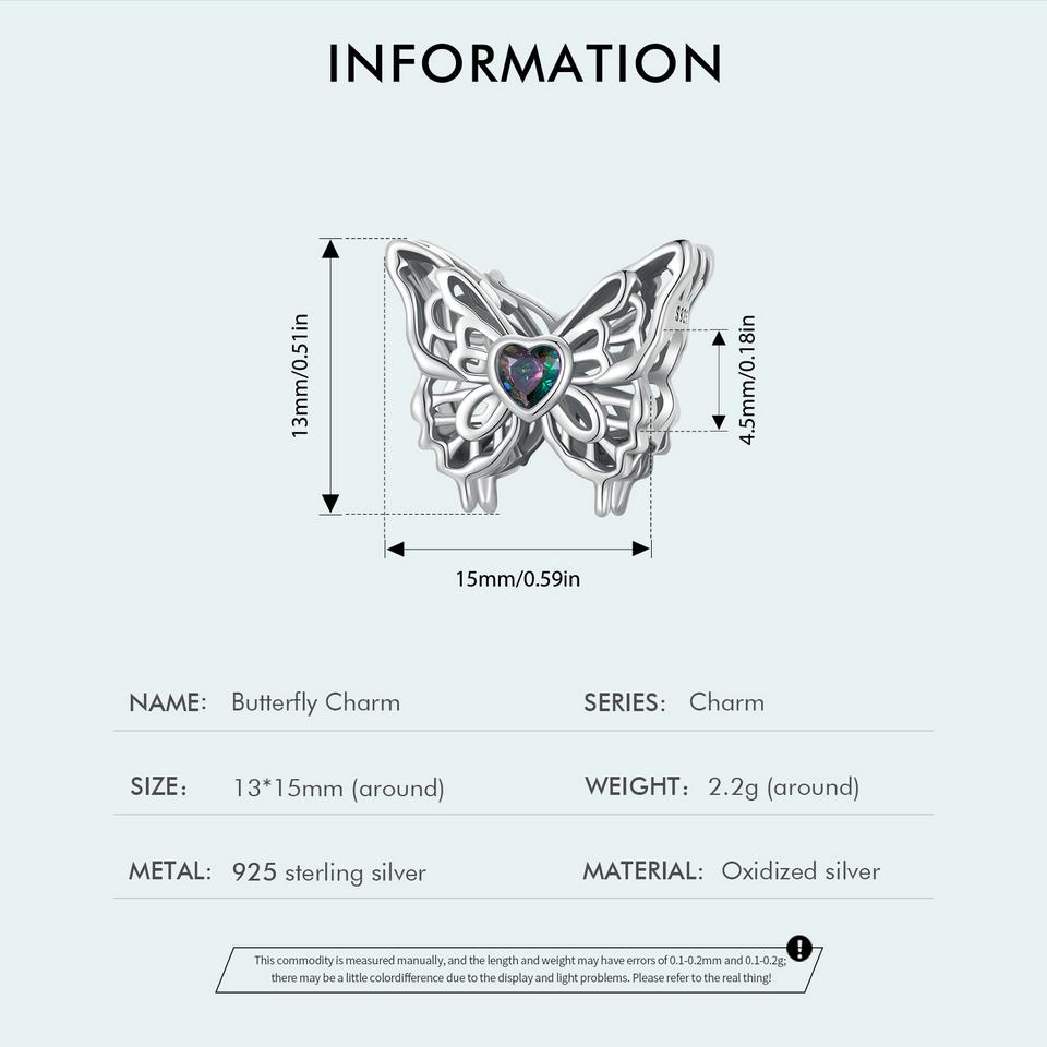 Bamoer 925 Sterling Silver Retro Butterfly Hollow Dangle Charm Beads for Bracelet Necklace Women Personalized Gift Jewelry