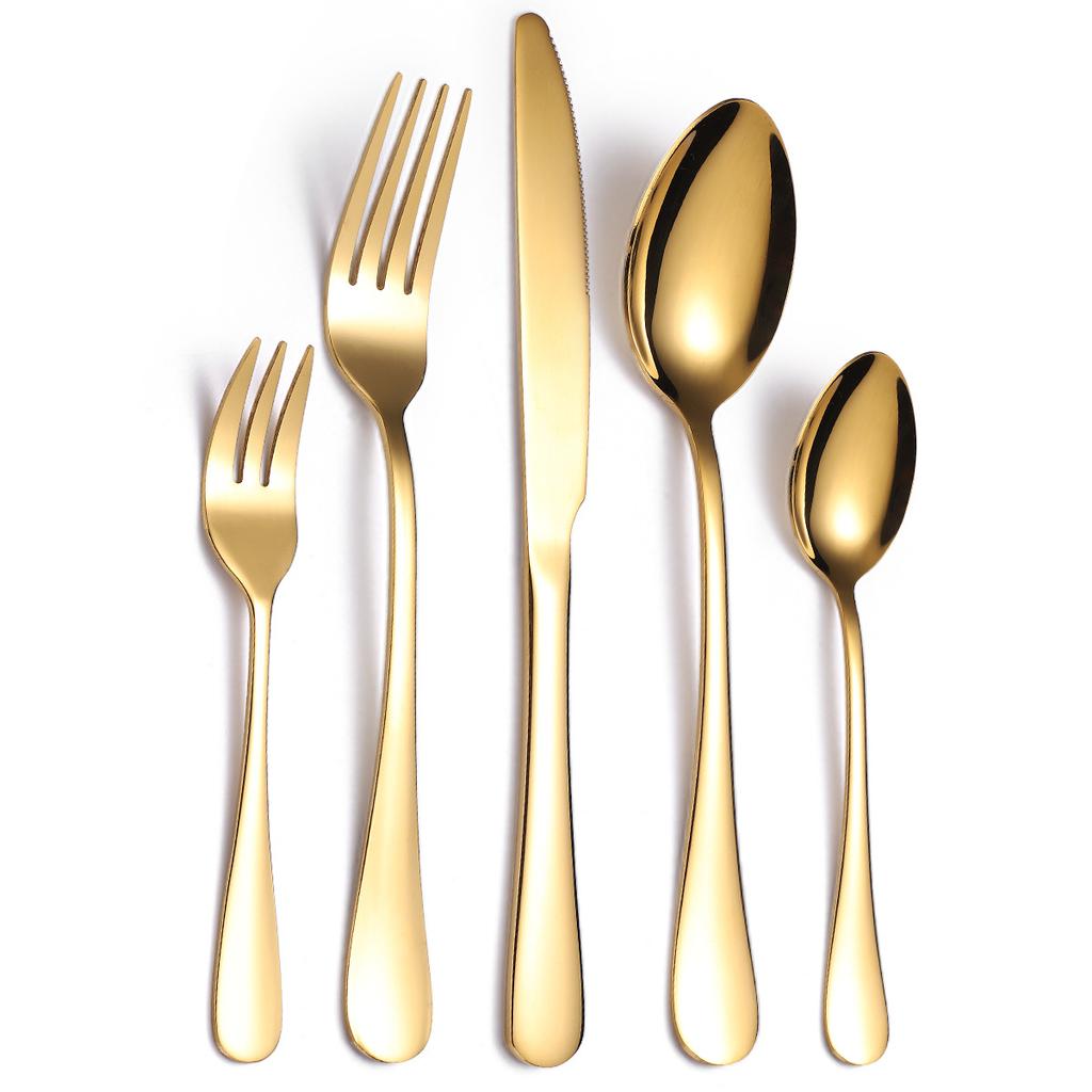 Stainless Steel Tableware Set  Home Creative Gold Western Style Steak Knife Fork Spoon Coffee Spoon 5-piece Set YSH