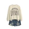 Womens Oversized Long Sleeve Crewneck Sweatshirt With Football Grandma Print - Fall Winter Casual Wear