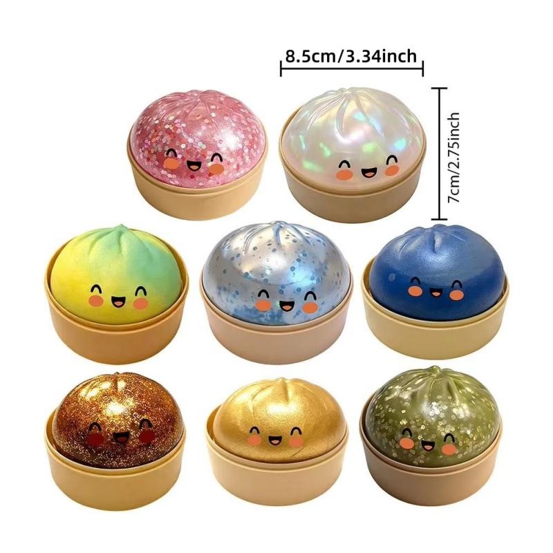 Realistic Giant Dumpling Squeeze Toy With Bamboo Steamer Soft Tpr Dough Ball Decompression Fidget Toy Funny Game Creative Gift