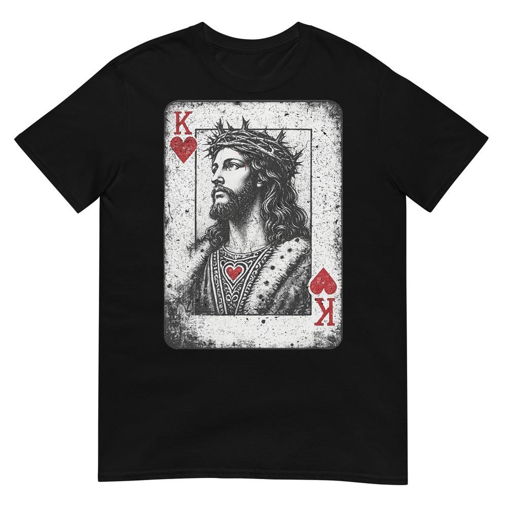 Vintage Jesus Christ King Of Hearts Christian Playing Card Tshirt
