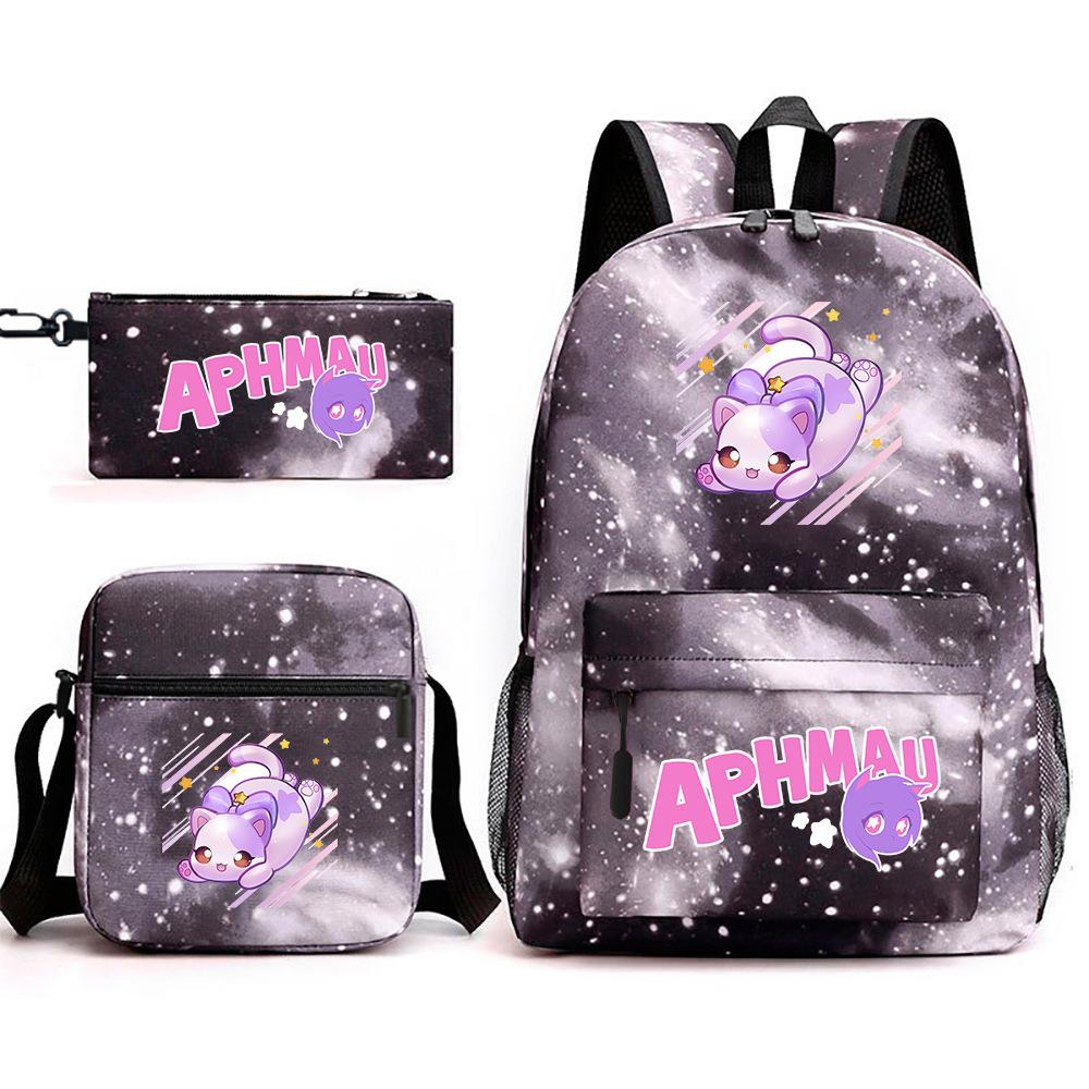 Game Merchandise Aphmau Schooltas Cartoon Rugzak Etui Schoudertas Drie-delige Set Three piece set