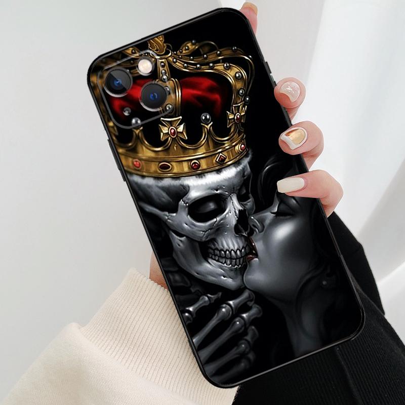Skeleton Skull Kiss Phone Case For iPhone 17 Pro Max 14 13 12 11 15 16 Pro Max Mini 15 16 Plus 16e 17 Air Cover