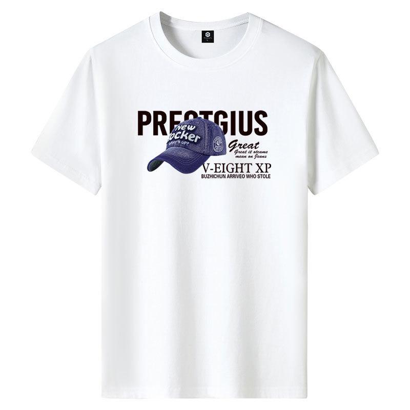GMXIA Baumwoll Kurzarm T-Shirt Herrenmode Lockeres Halbarmhemd Bedruckt