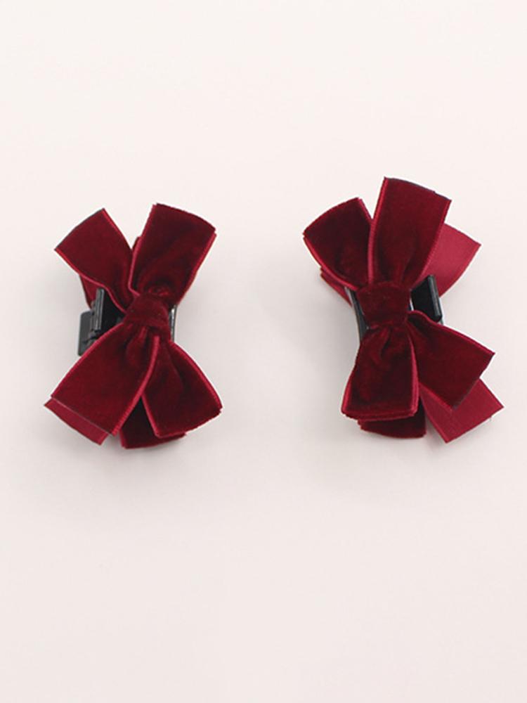 2pcs Black Bow Small Grab Clip Women's Autumn And Winter Vintage Velvet Bangle Clip Hair Clip Style Princess Hair Clip Headwear