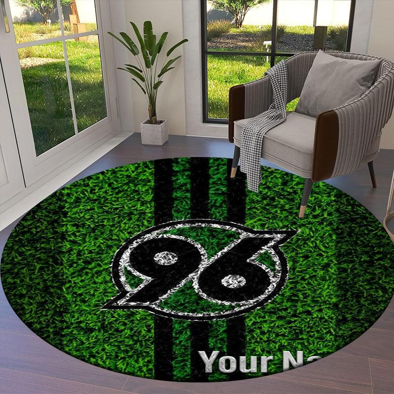 Hannover 96 Custom Name Round Area Rug,Carpet Rug for Living Room Bedroom Sofa Playroom Decor,Non-slip Floor Mat