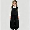 Girls' Preppy Vest & Wide-Leg Pants Set