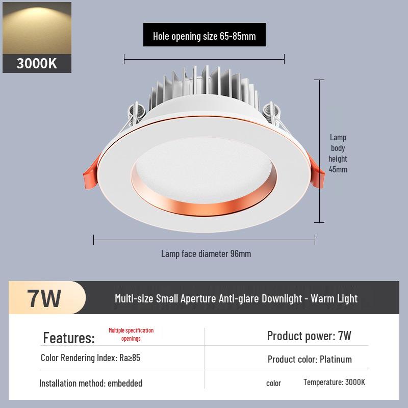 2-Inch Recessed Spotlight: Small Downlight for Ceiling In Living Room, Bullseye Hole Design, Opening Size 55.5cm X 606.5cm