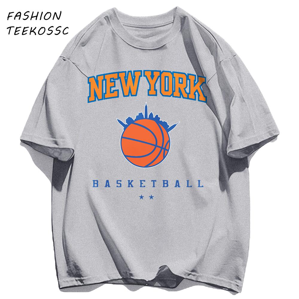 New York Basketball Print Men Basics TShirt Trendy Casual Oversize T Shirts Cotton Soft Streetwear Summer AllMatch Clothes