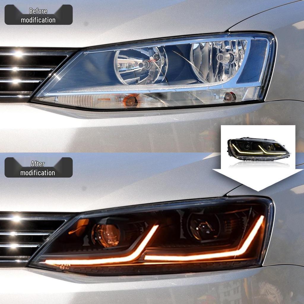 LED Projector Headlights with DRL & Flowing Turn Signals for 12-18 VW Sagitar
