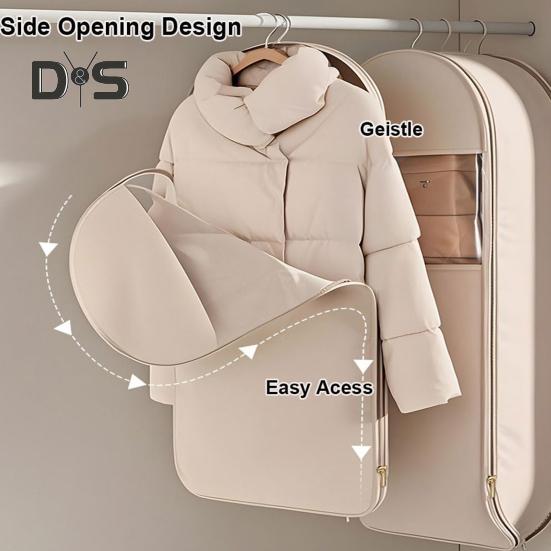 3Pcs Hanging Garment Bags with Self Compression Zipper Large Capacity Space Saving Hanging Bags Clothes Dust Covers