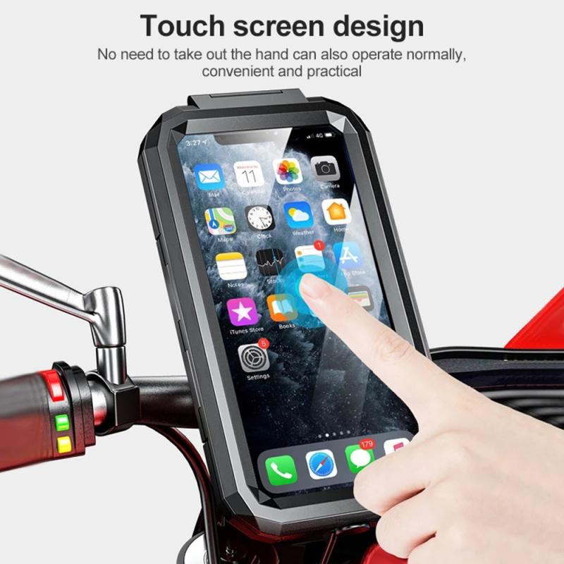 Motorcycle Waterproof Mobile Phone Case Holder with Wireless Charger Adjustable