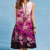 Summer Lady Vest Dress Vintage Floral 3D Print V-Neck Sleeveless Mini Dress Casual Loose A-line Dress Large Size Womens Sundress